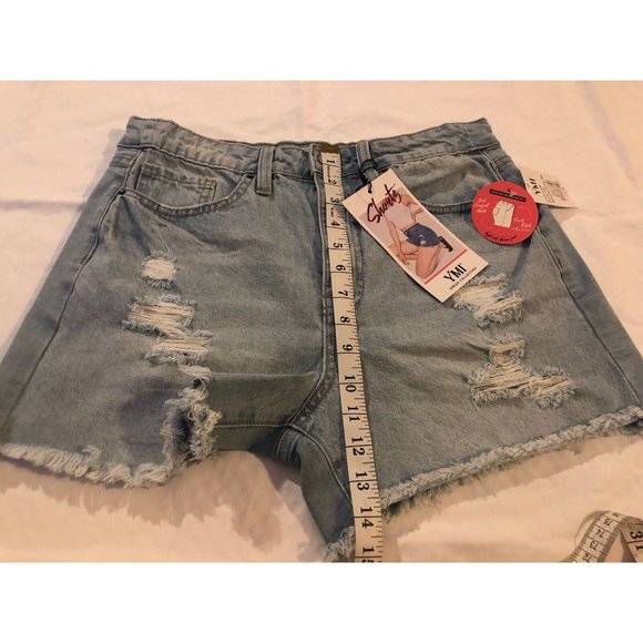 YMI Dream authentic Denim jeans Collection Distressed raw hem Shorts size 11/30 - Picture 5 of 9